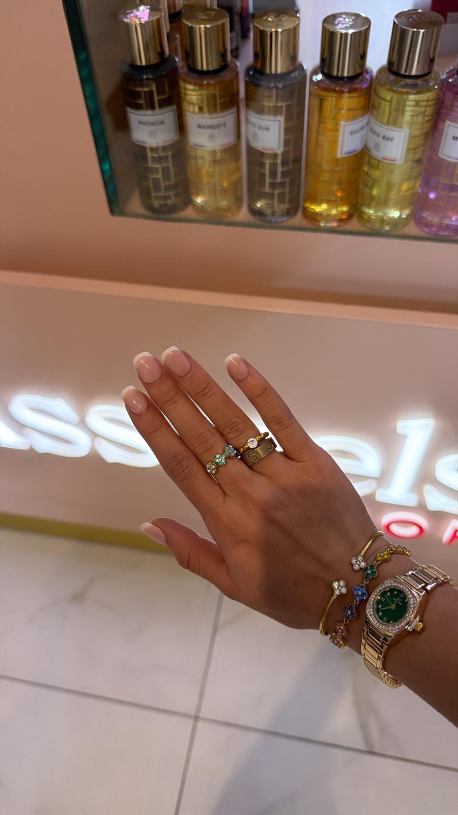 Bague fleur bleu azur ACIER INOXYDABLE