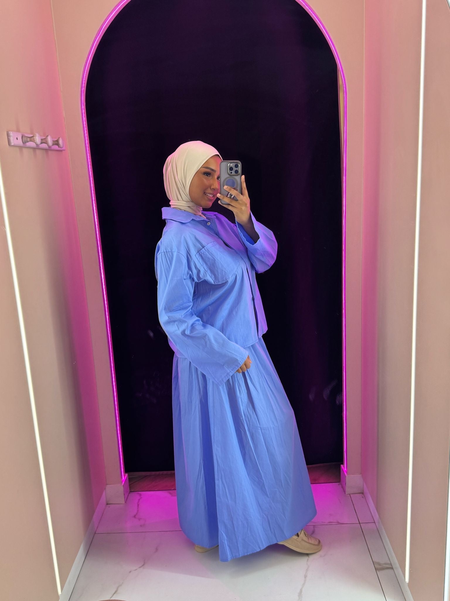Ensemble pépite chemise jupe oversize avec poche